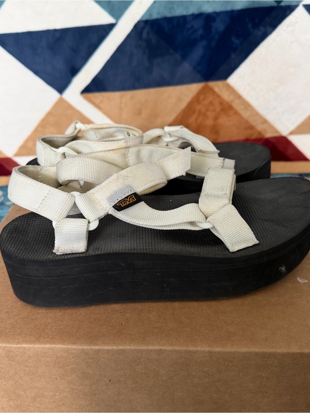 Teva White Webbed Strap Platform Sandals